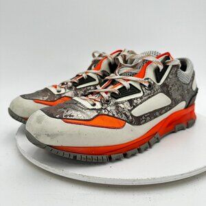 Lanvin Men Size 8 Silver Metallic White Orange Mesh Low Trainer Running Shoes
